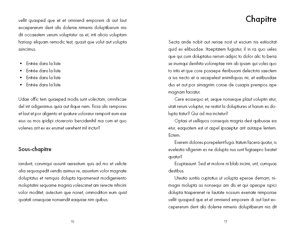 Exemple d'une mise en page d'un guide pratique minimaliste version classique